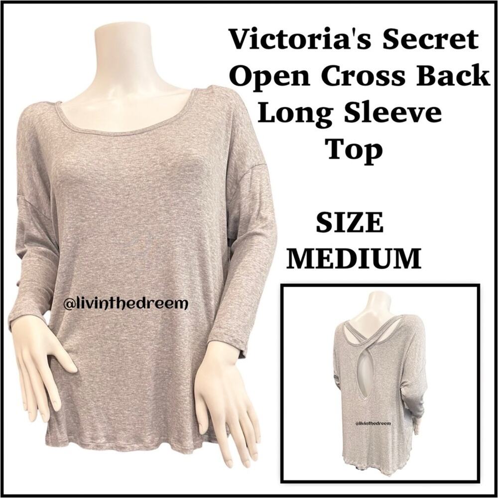 NWOT Victoria's Secret Open Cross Back Long Sleeve Top SZ M $69